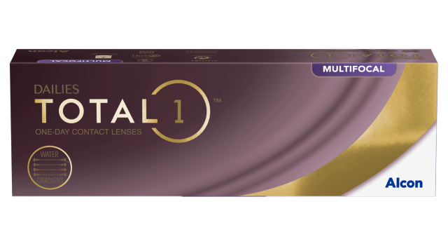 Box of DAILIES TOTAL® water gradient contact lenses