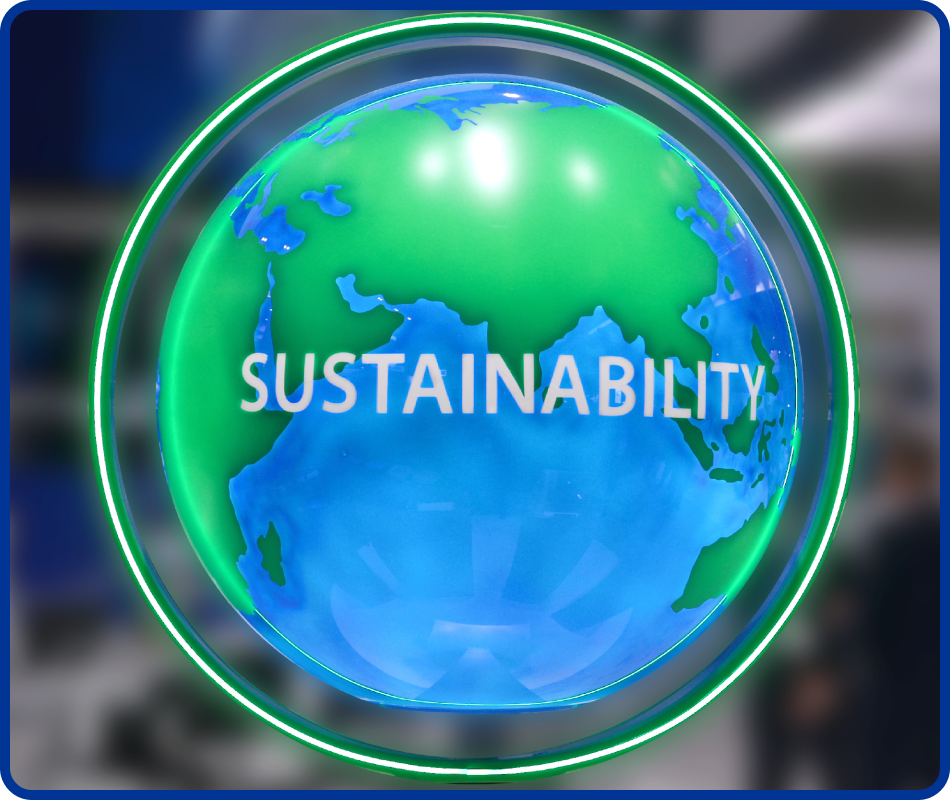 Image of land with the word sustainability