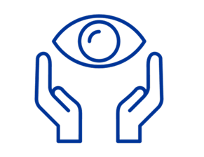 Icon of hands supporting an eye