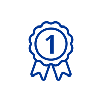 Blue medal with number 1 icon on a white circular background