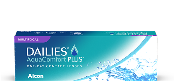 product box for Dailies AquaComfort Plus Multifocal daily contact lenses by Alcon