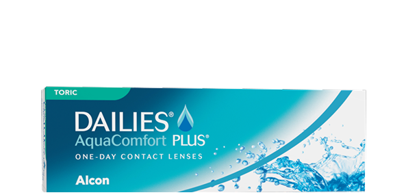 product box for Dailies AquaComfort Plus Toric daily contact lenses by Alcon