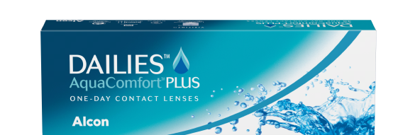 product box for Dailies AquaComfort Plus daily contact lenses by Alcon
