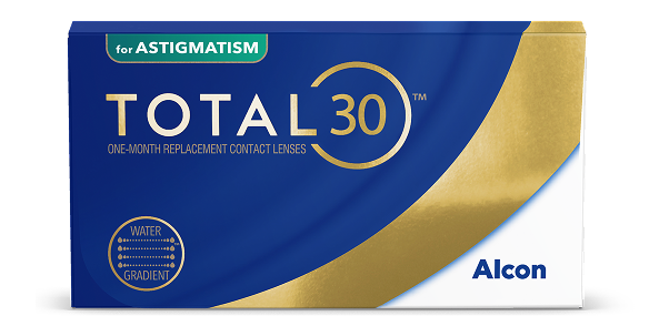 product box for Total30 for Astigmatism monthly color contact lenses by Alcon