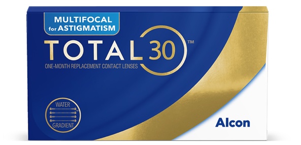 product box for TOTAL30 Multifocal for Astigmatism monthly color contact lenses by Alcon