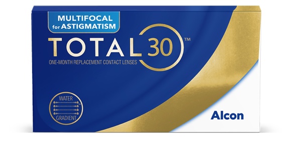 product box for TOTAL30 MULTIFOCAL FOR ASTIGMATISM monthly color contact lenses by Alcon