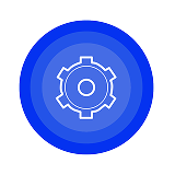 icon with a gear symbol in the center, representing technology, settings, or system optimization