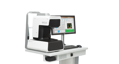 Biometro ARGOS® with Alcon’s image-guided system, displayed on a workstation with an integrated monitor showing ocular measurement data.